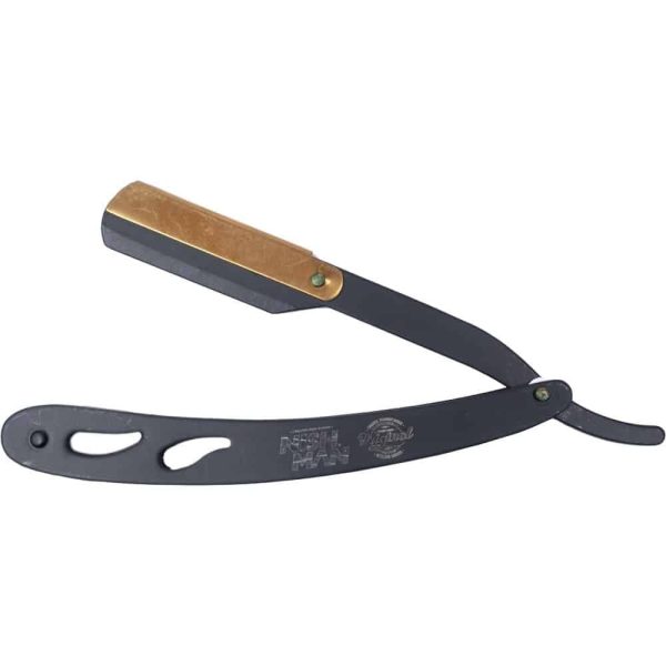 Nishman Stainless Steal Straight Razor (black coated finish & golden clip)